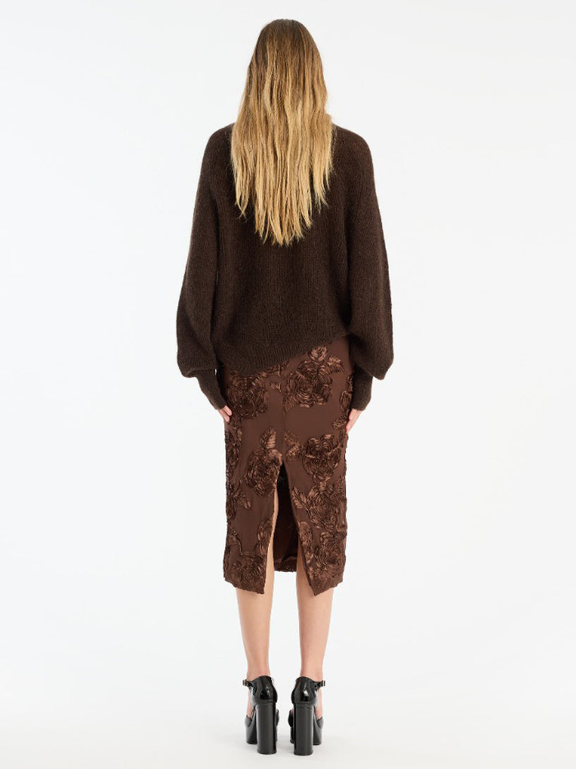 Flower Mesh Pencil Skirt