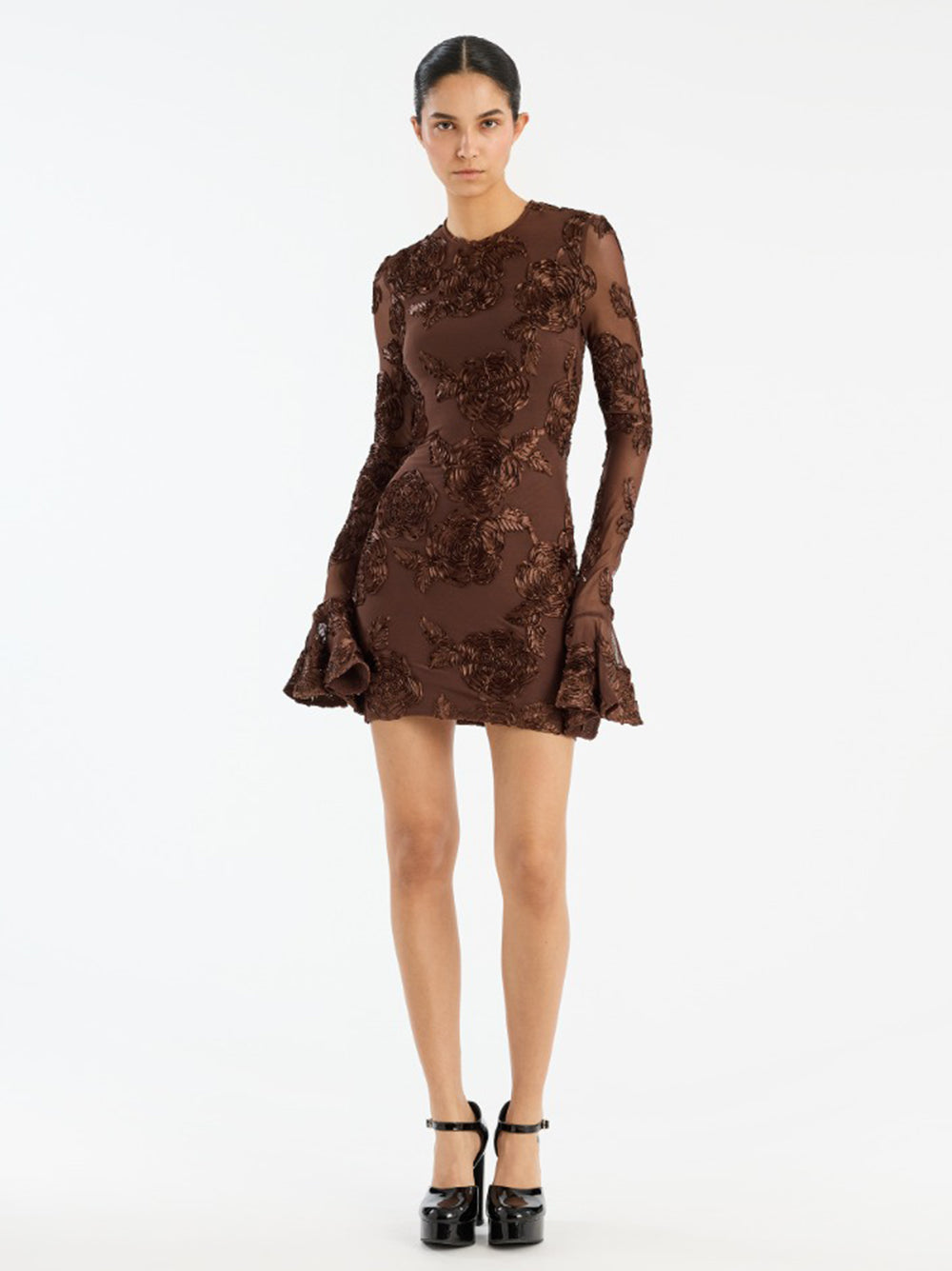 Flower mesh mini dress