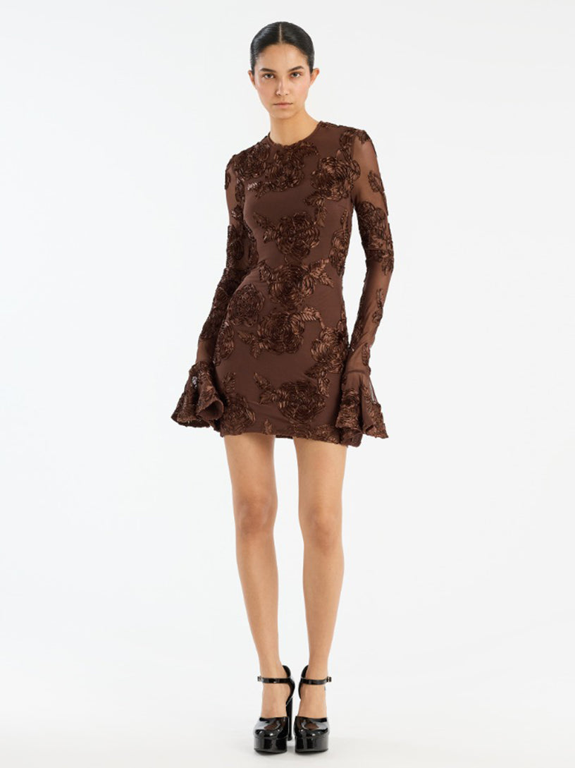 Flower mesh mini dress