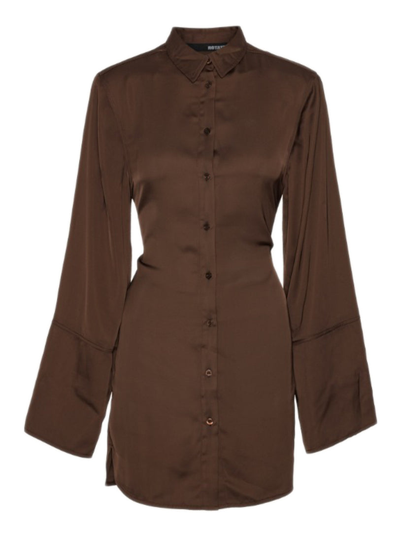 Shirt dress with satin tie