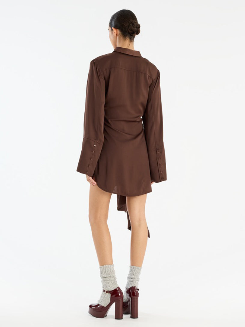 Shirt dress with satin tie