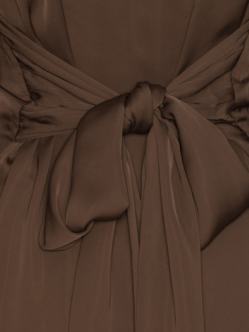 Shirt dress with satin tie