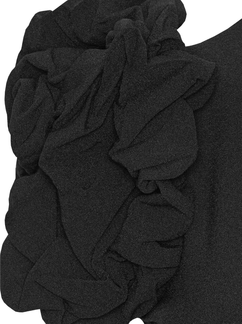 Crepe puffy midi dress