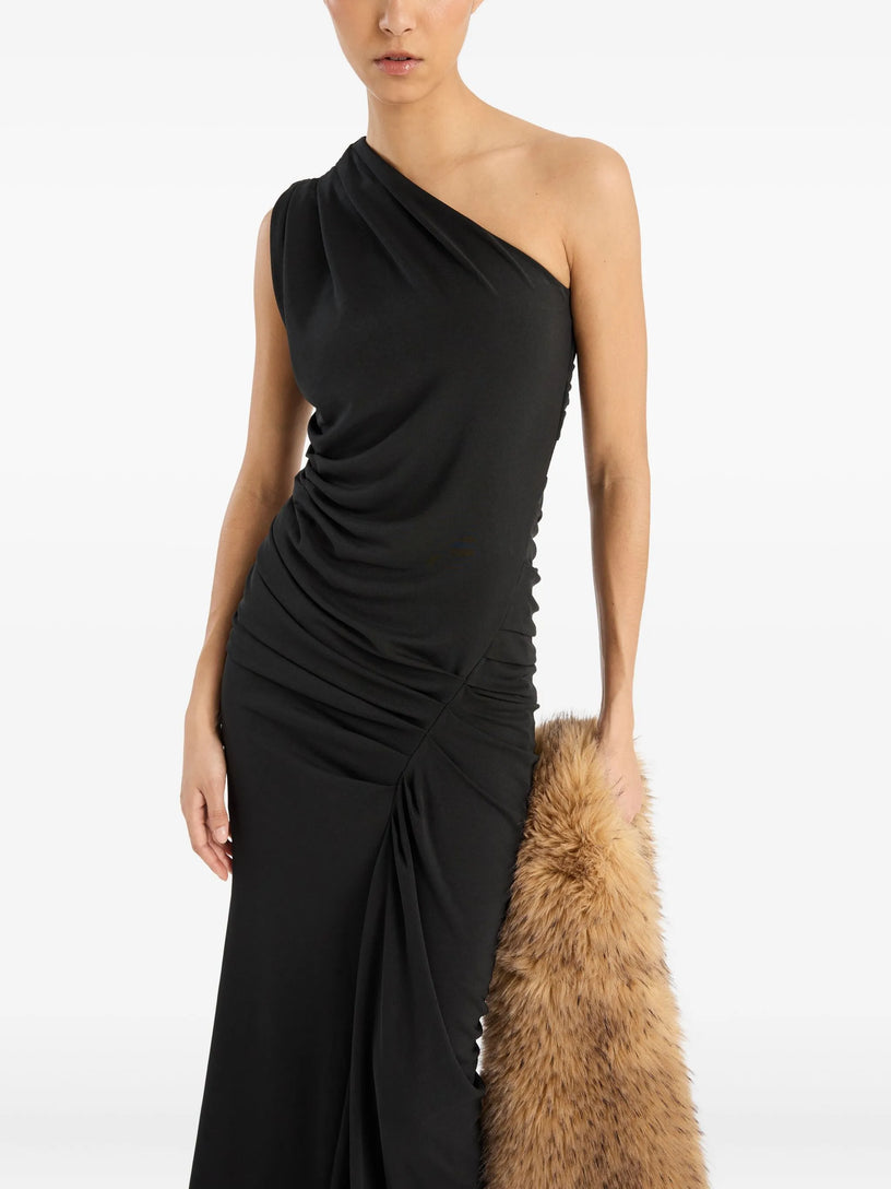 Draped one-shoulder dress