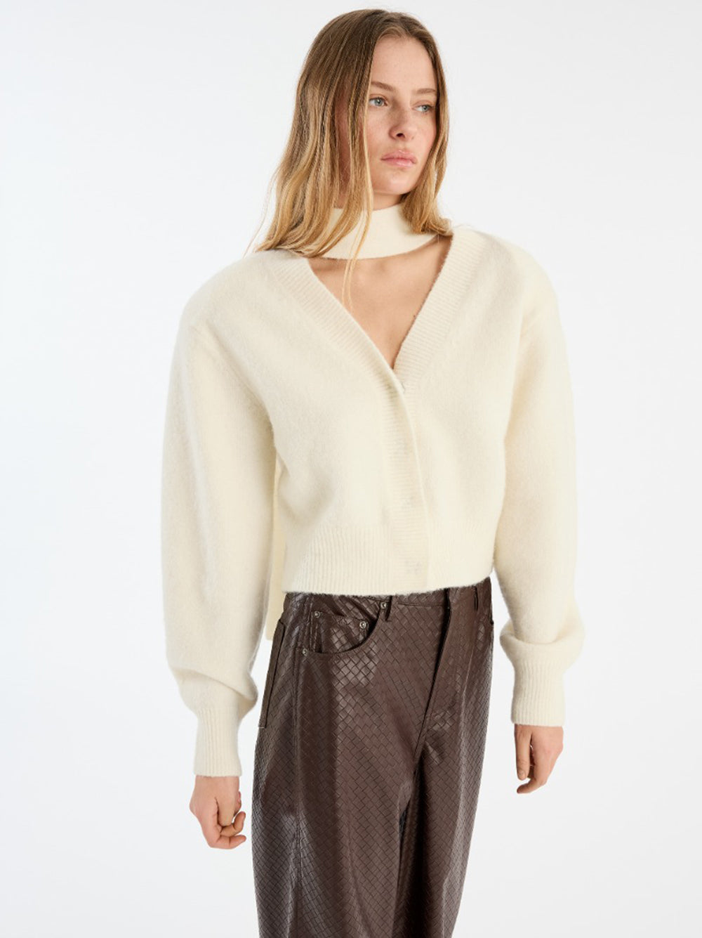 Knit scarf cardigan