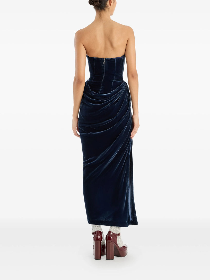 Silk velvet slit dress