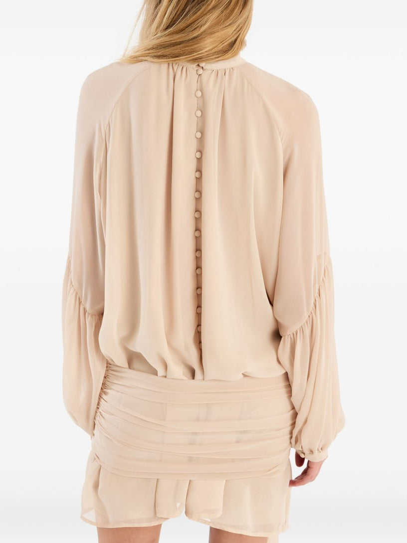 Chiffon dress with shoulder straps and tie