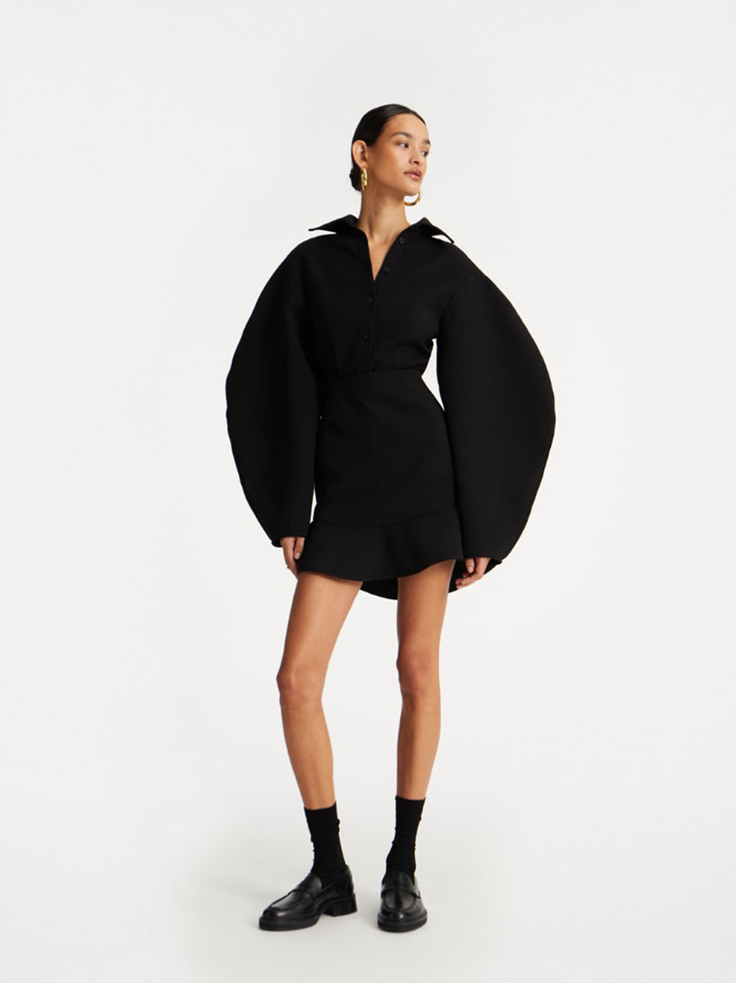 Suitting mini ruffle skirt