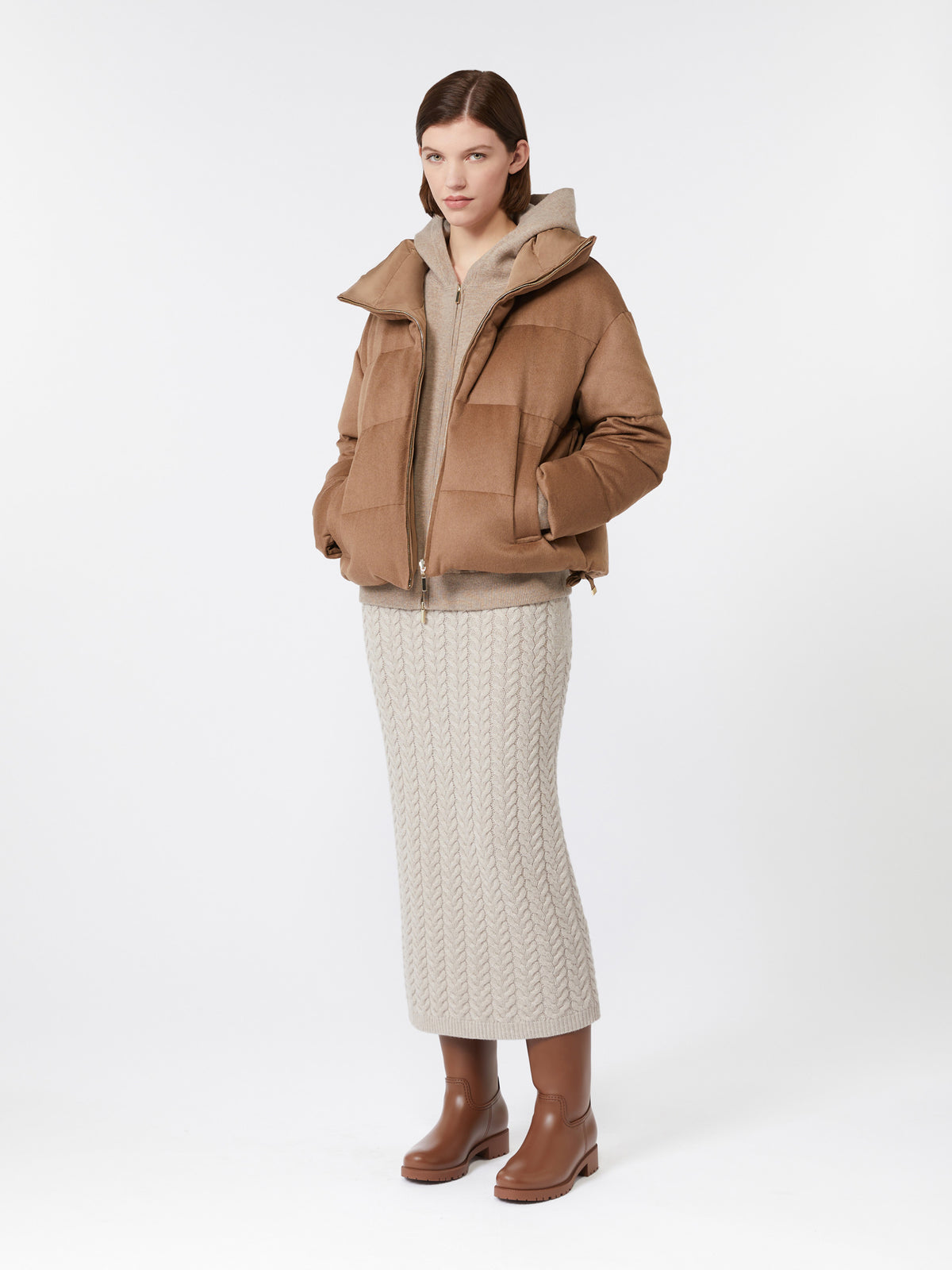 Wool and cashmere hooded cardigan
