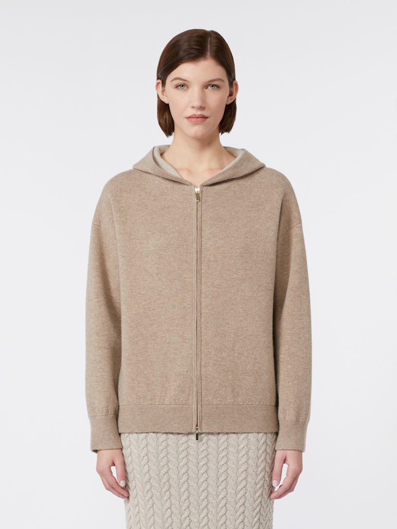 Wool and cashmere hooded cardigan