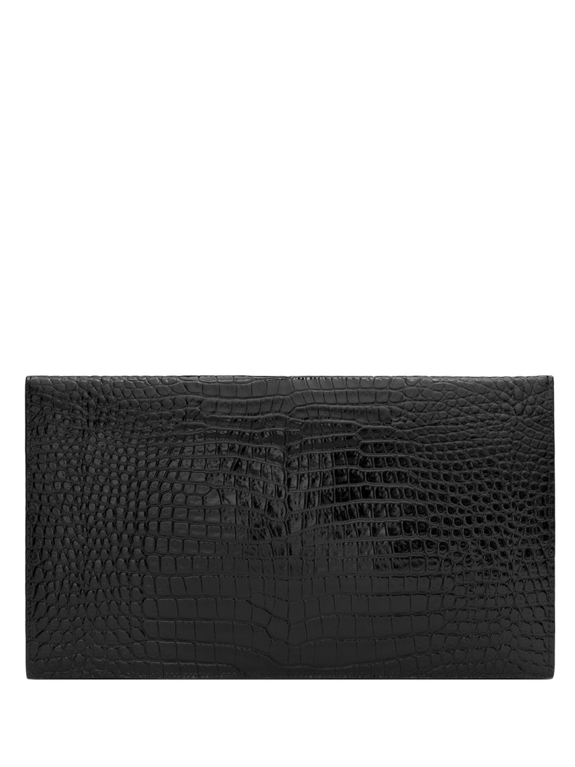 Uptown clutch bag in shiny crocodile embossed leather