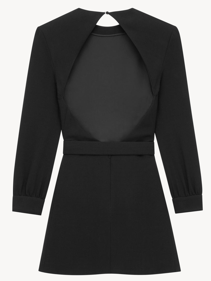 Minidress with back neckline in Saint Laurent sablé