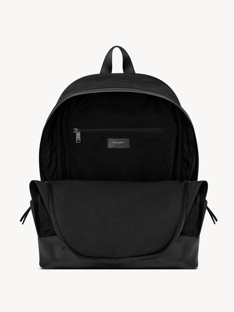city backpack in nylon canvas and leather Saint Laurent Black The Exclusive Line Backpack made with recycled polyamide Leather Backpack Saint Laurent City