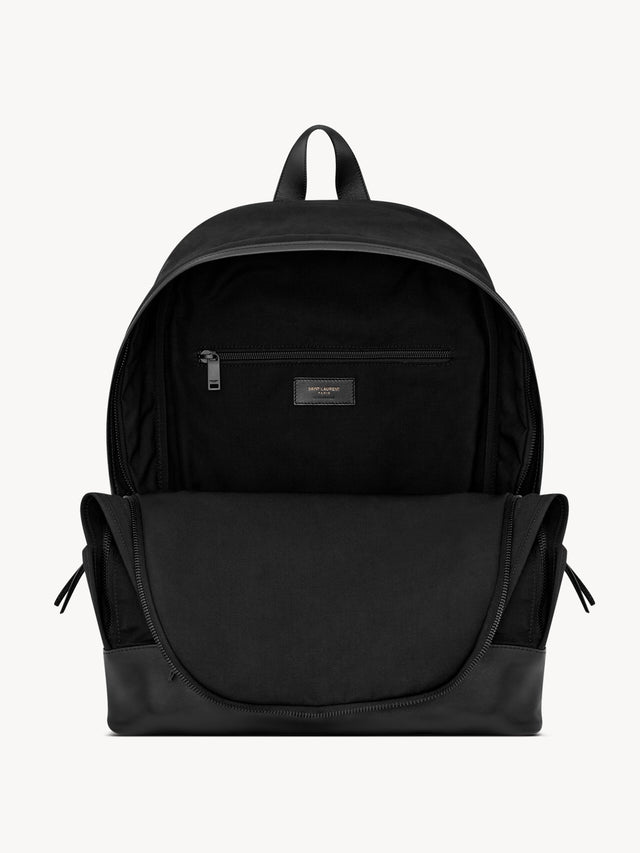 CITY backpack in nylon canvas and leather
