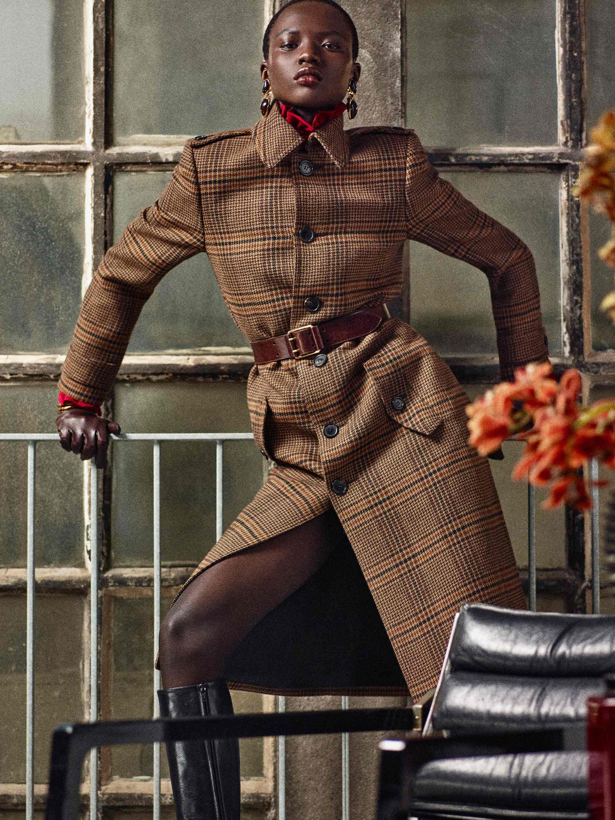 Long Prince of Wales wool coat