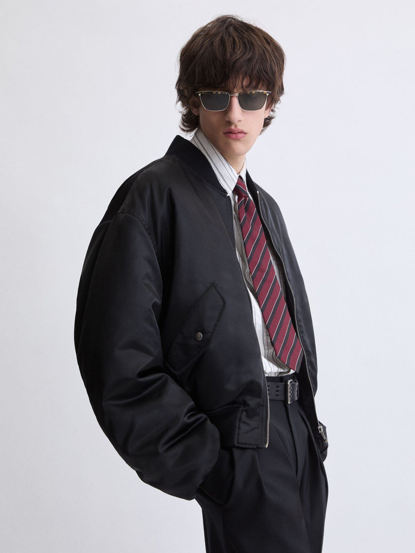 Bomber jacket in water-repellent nylon serge