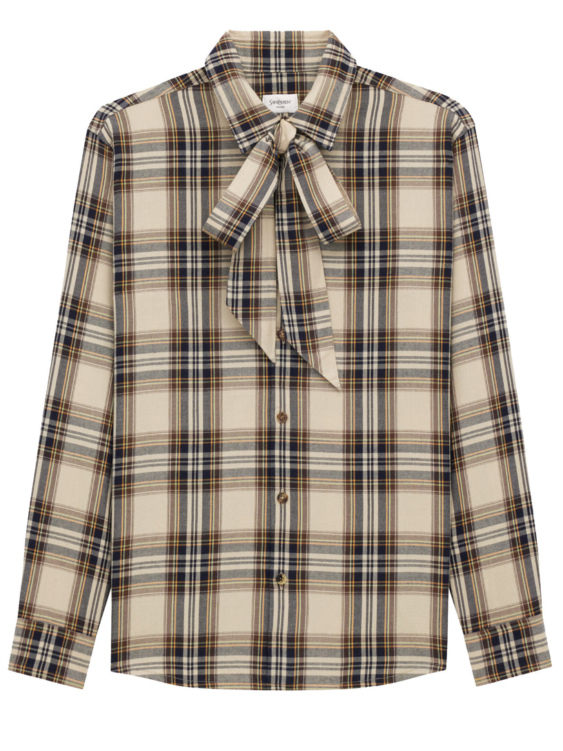CASSANDRE lavallière shirt in cotton tartan