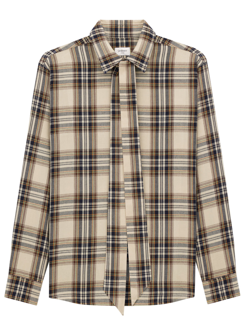 CASSANDRE lavallière shirt in cotton tartan