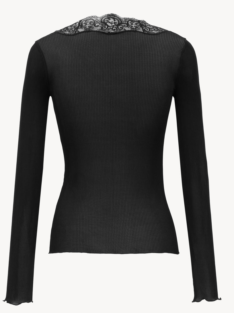 Ribbed silk and lace cardigan