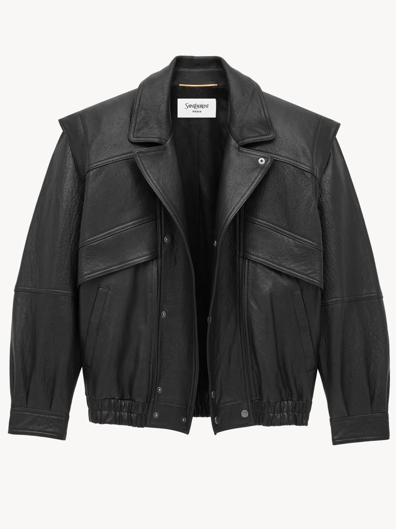 Balloon lambskin bomber jacket