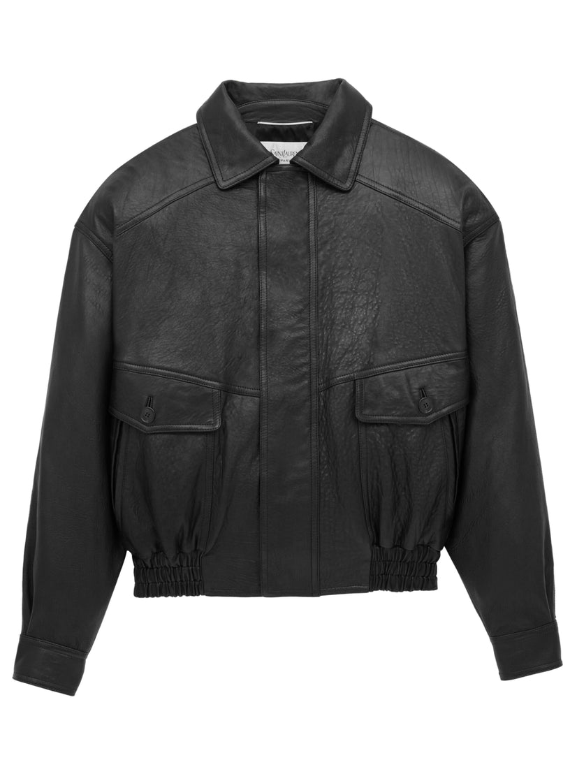 Balloon lambskin bomber jacket