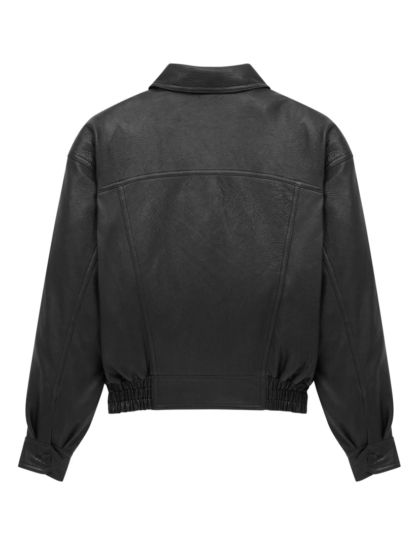 Balloon lambskin bomber jacket