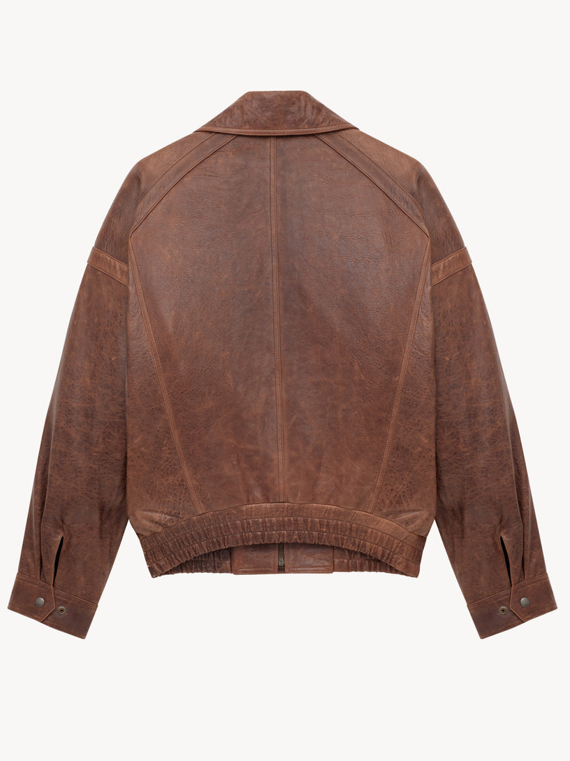 Aged lambskin bomber jacket