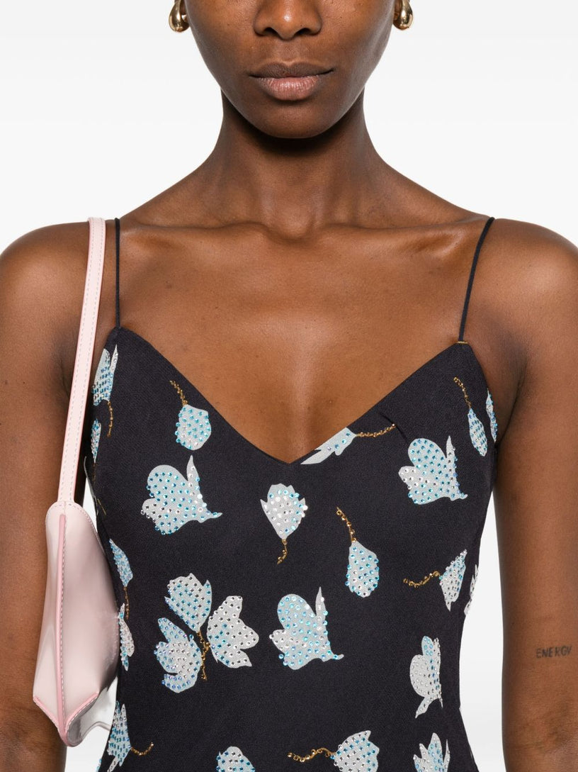 Floral rhinestone midi dress