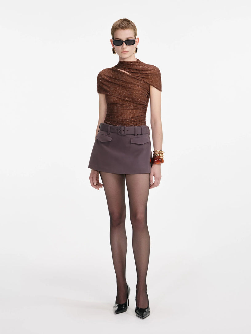 Rhinestone knit top with cut out