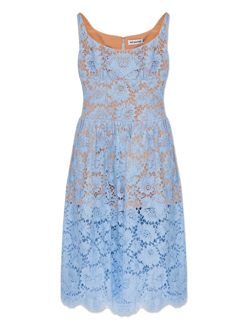 Floral lace midi dress SELF PORTRAIT Azzurro | Grifo210 Floral lace midi dress SELF PORTRAIT Azzurro | Grifo210