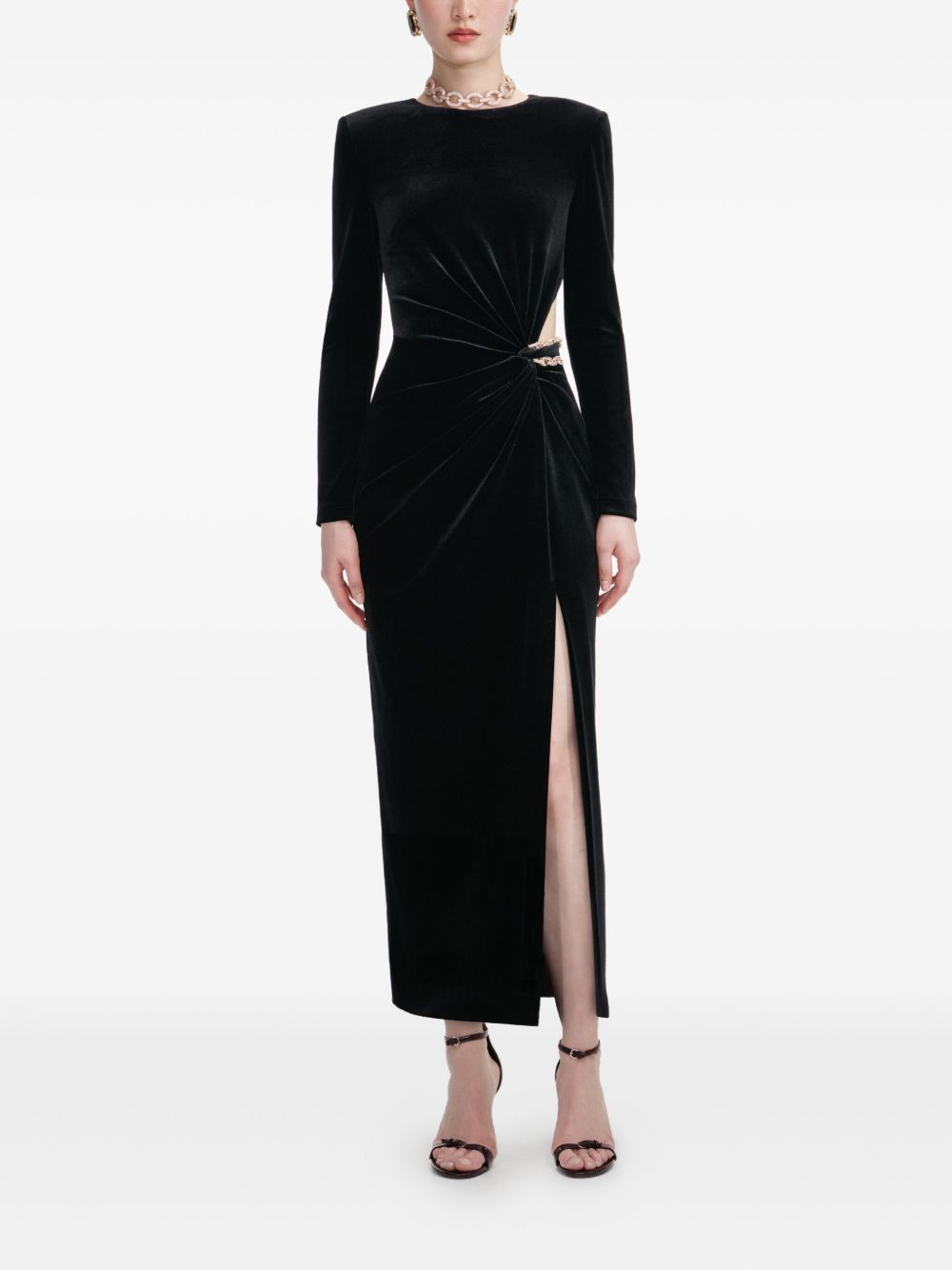 Velvet embellished midi dress