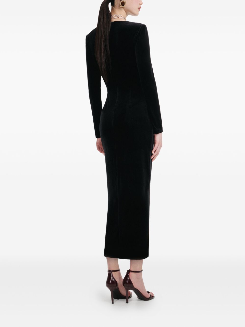 Velvet embellished midi dress