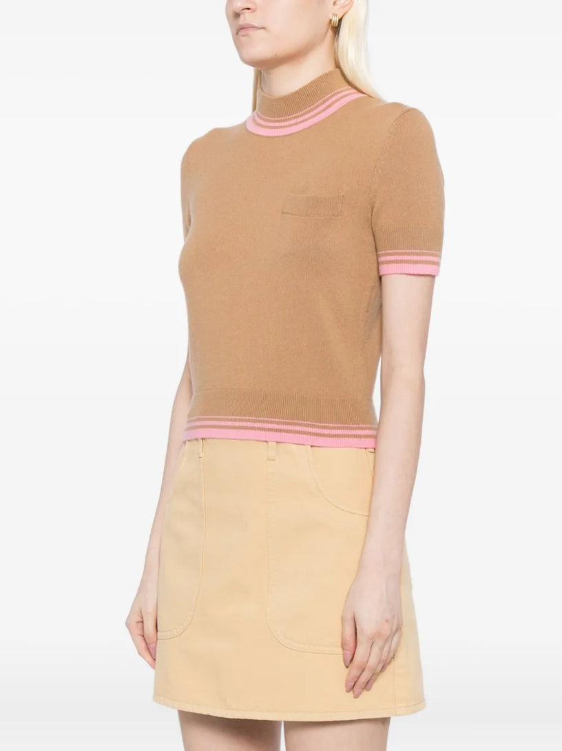 Contrast stripe knit top