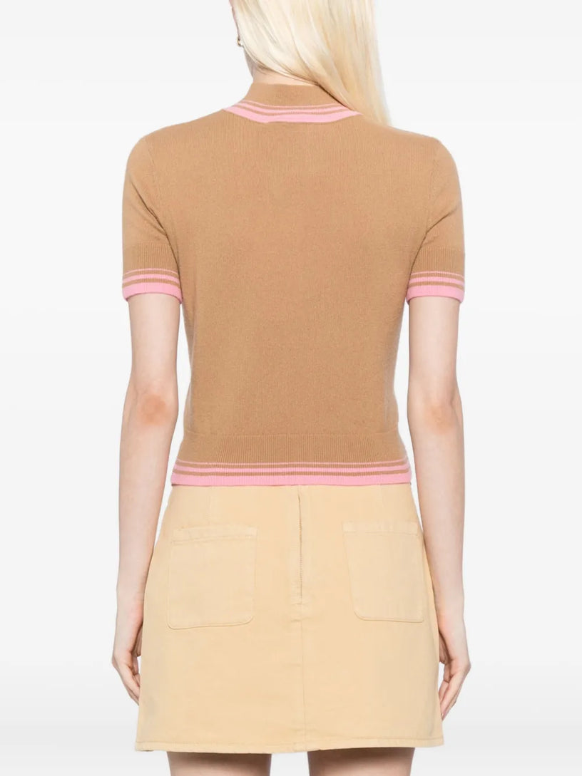 Contrast stripe knit top