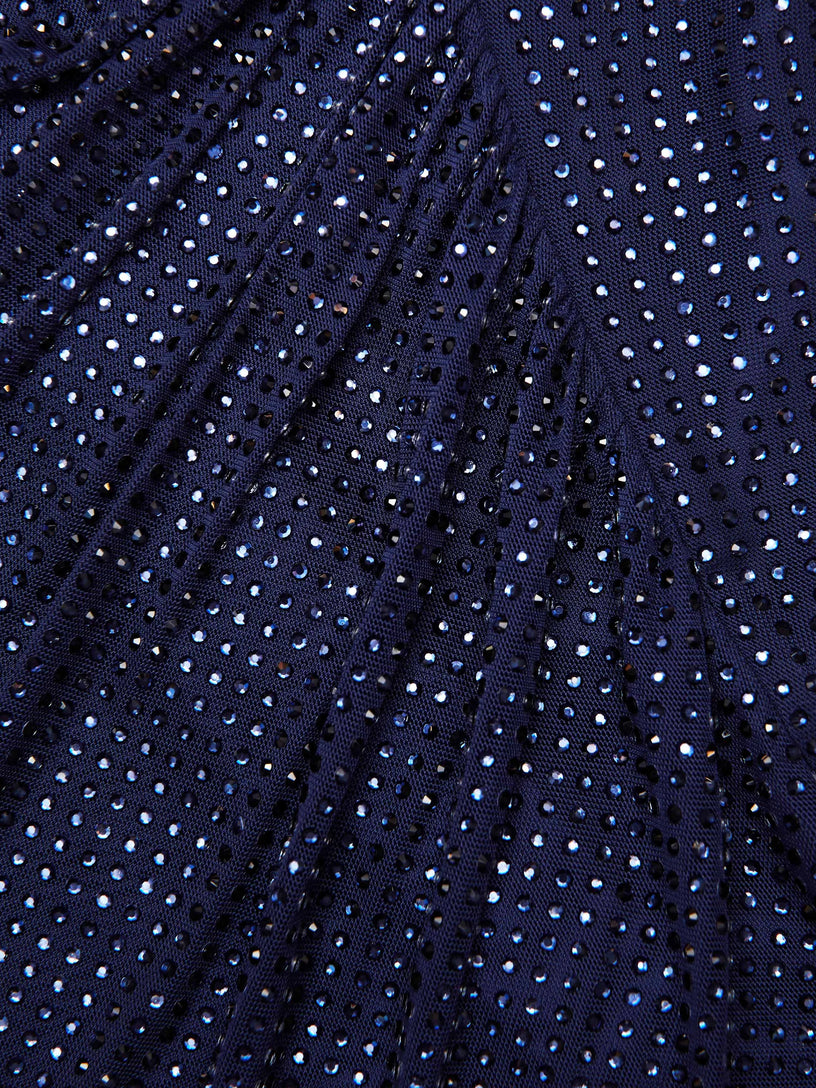 Rhinestone mesh cut out midi dress