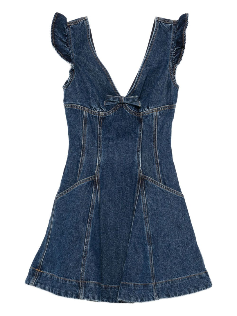 Denim flared mini dress