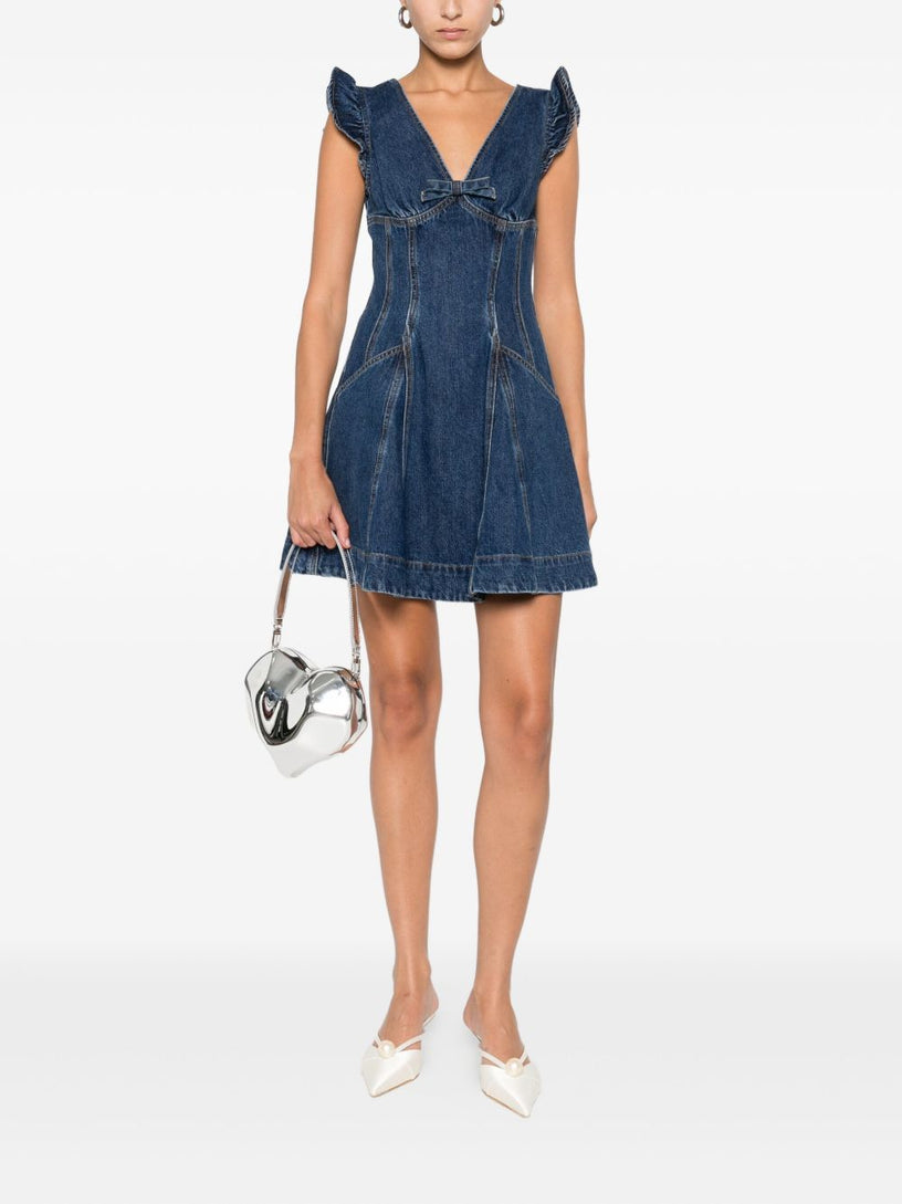 Denim flared mini dress