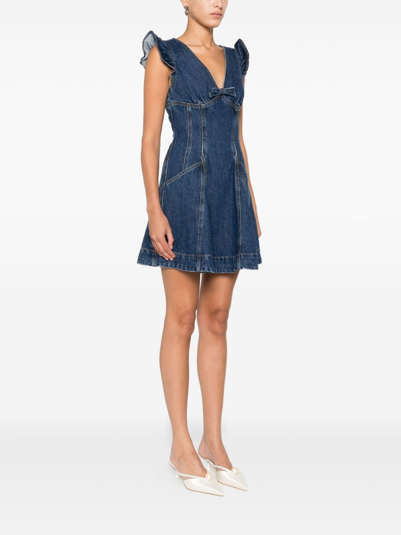 Denim flared mini dress