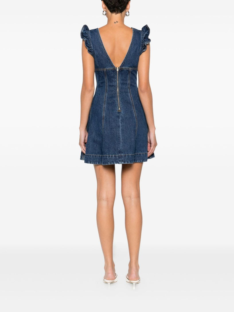 Denim flared mini dress