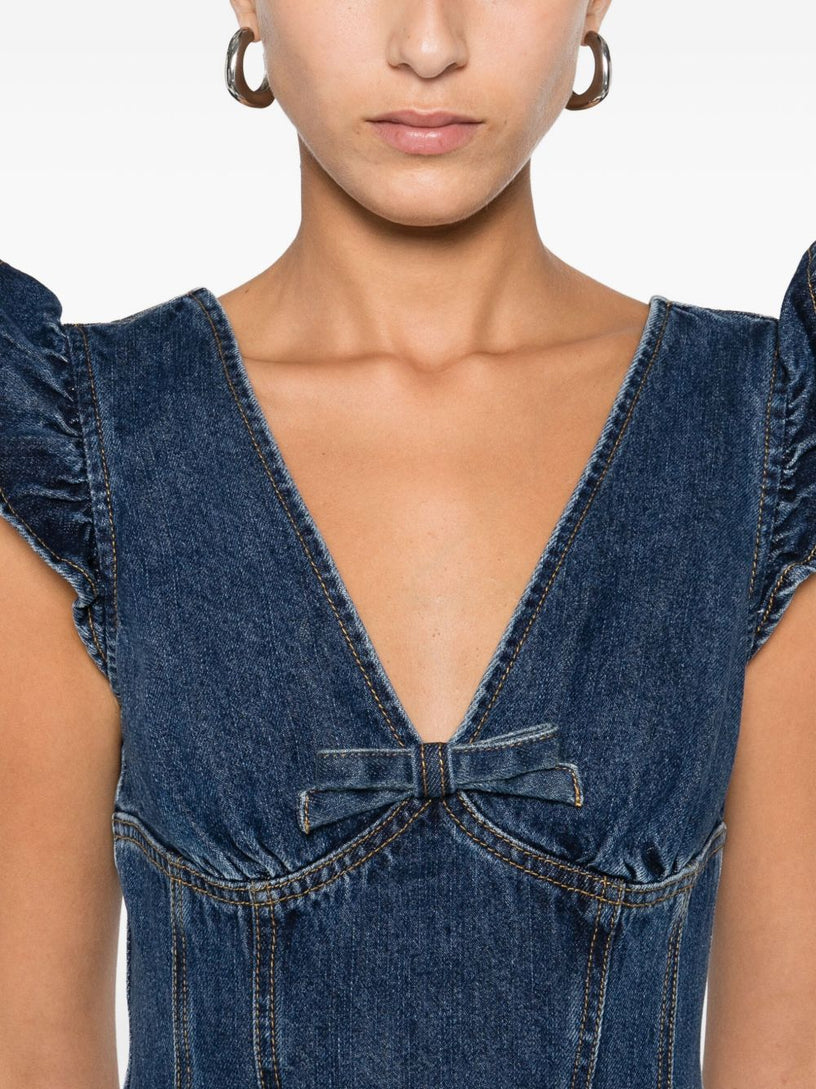 Denim flared mini dress