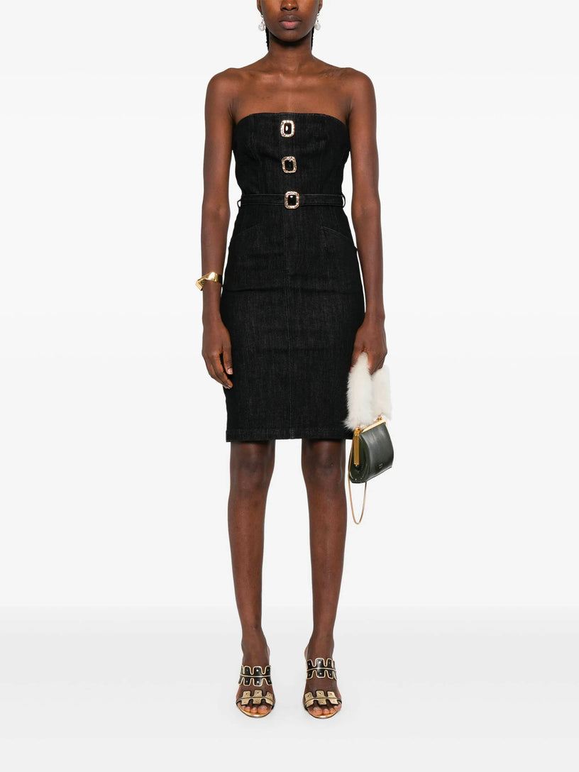 Denim bandeau midi dress
