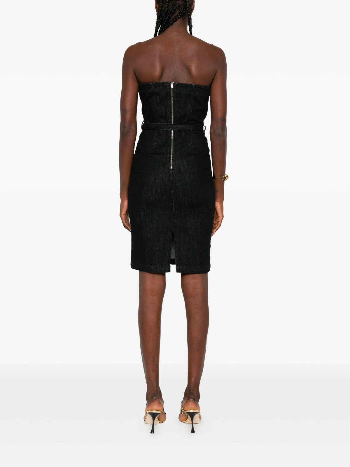 Denim bandeau midi dress