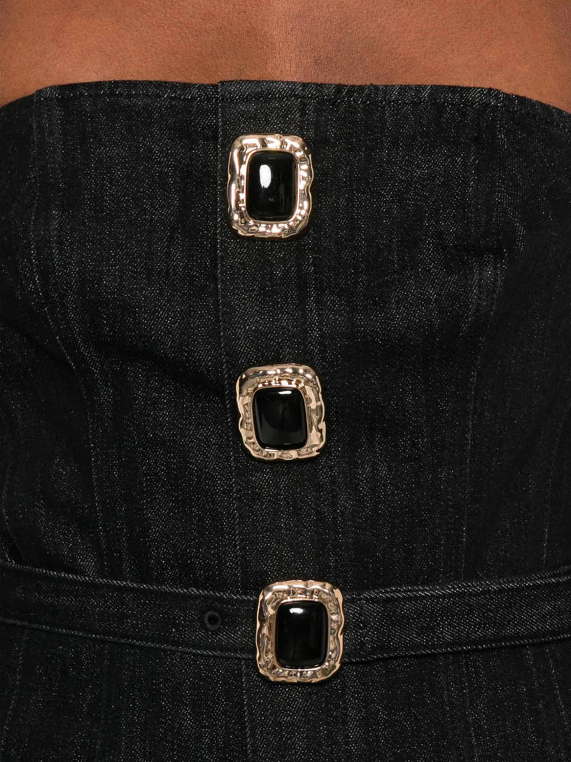 Denim bandeau midi dress