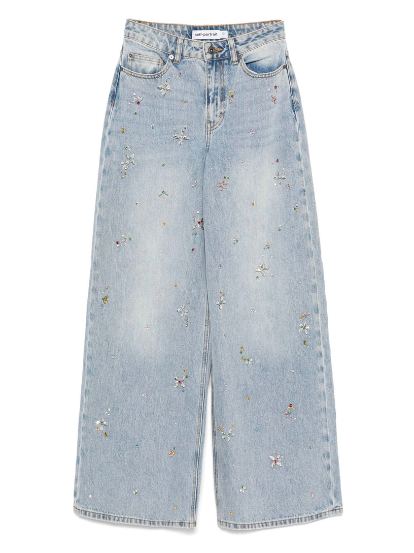 Wide leg jeans with embellishments