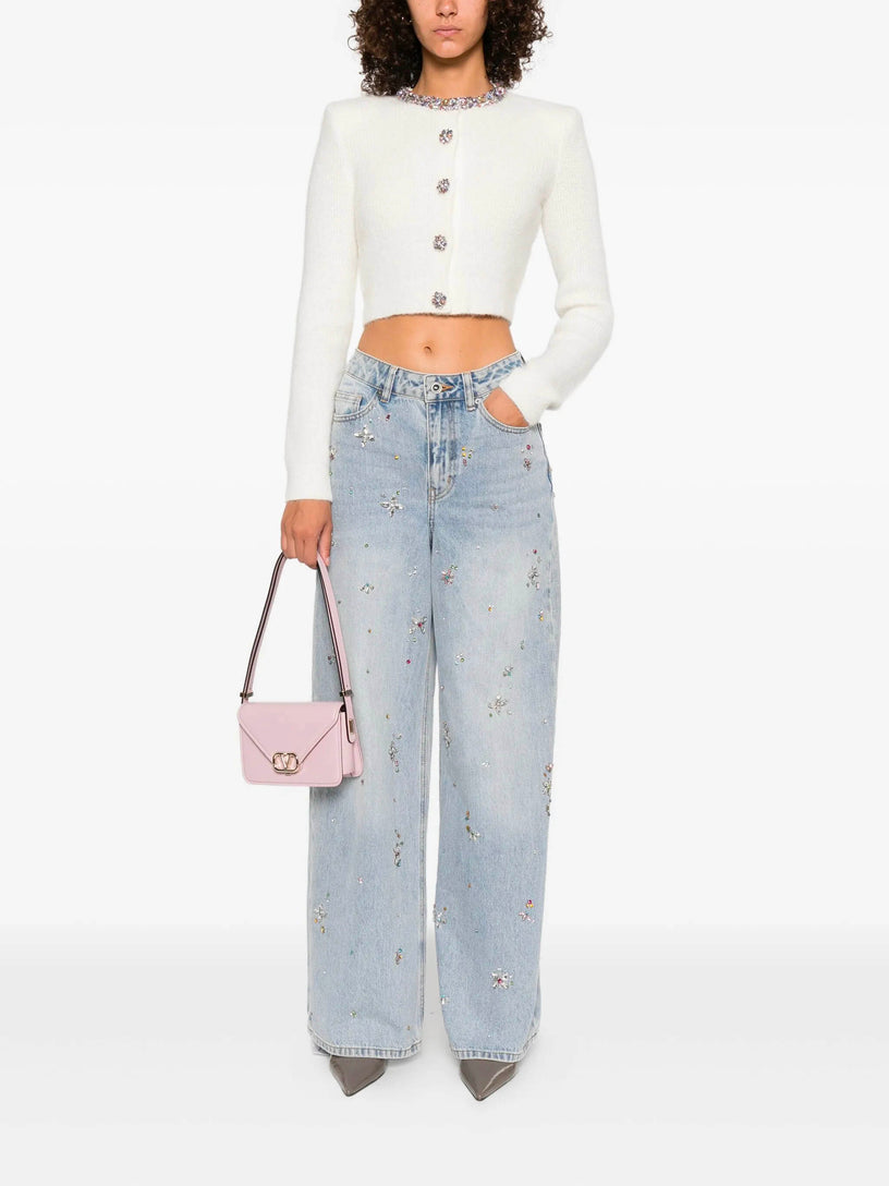 Wide leg jeans with embellishments