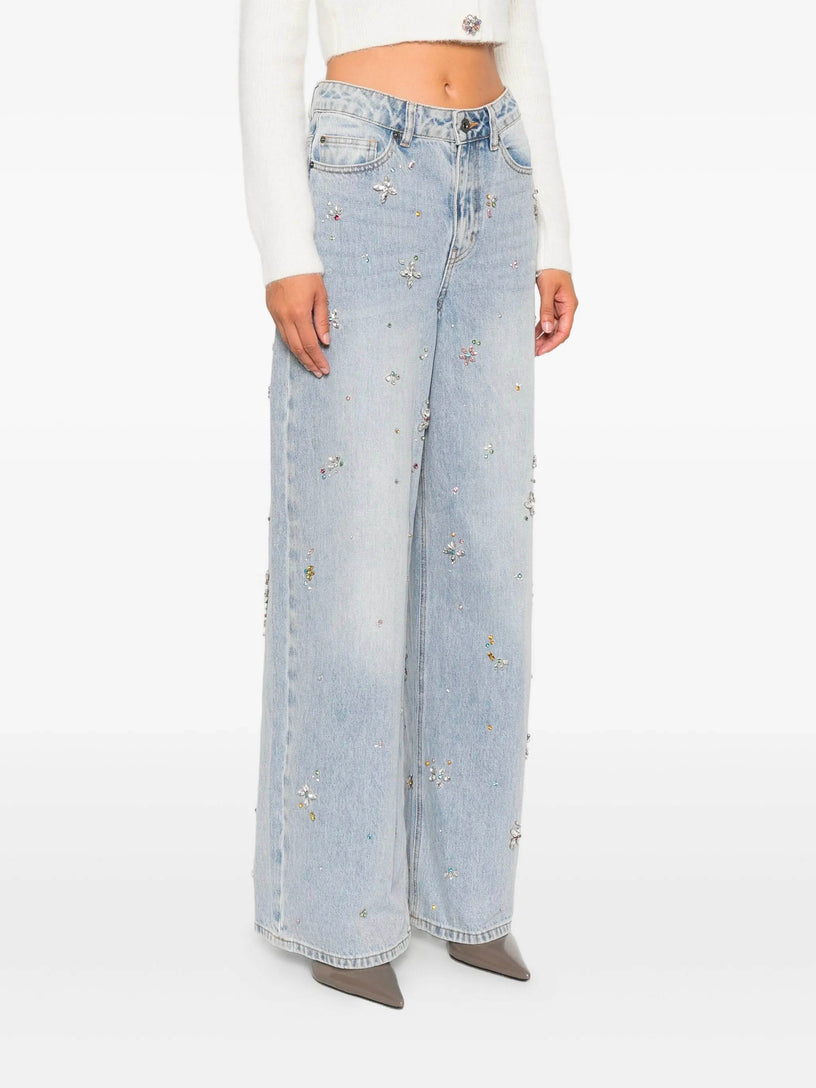 Wide leg jeans with embellishments