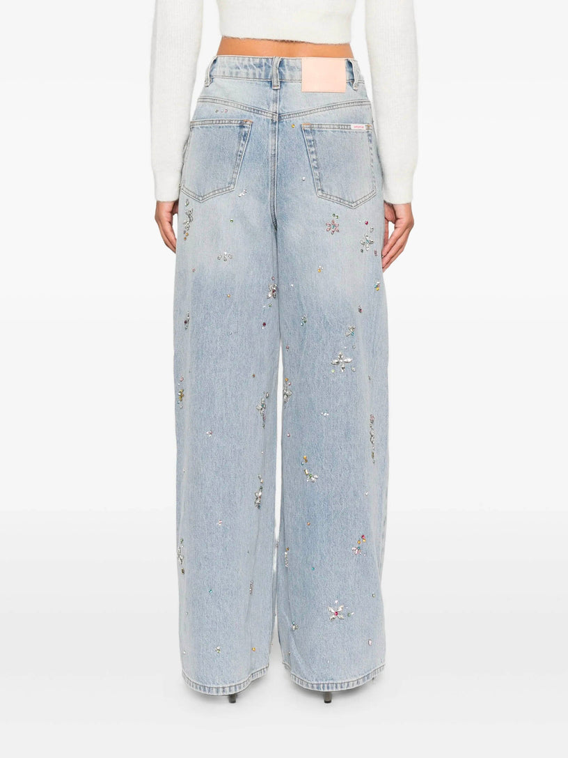 Wide leg jeans with embellishments
