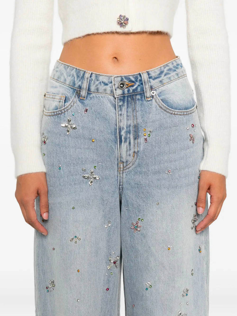 Wide leg jeans with embellishments
