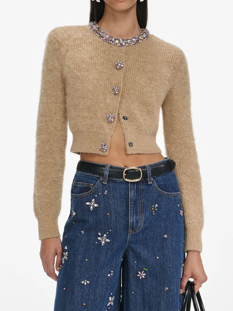 Embellished wide leg jeans