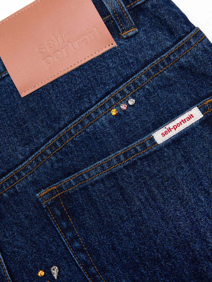 Embellished wide leg jeans